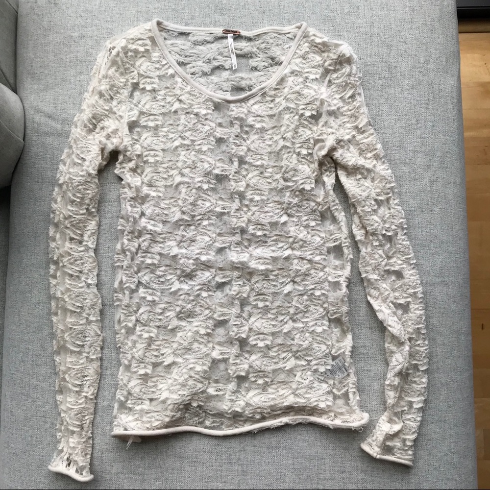 Free People White Lace Top - XS